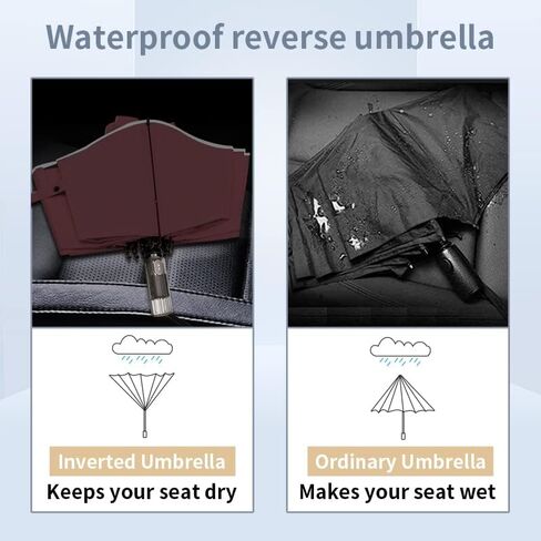RUMBRELLA Inverted Folding Umbrella for Rain, 50 Inch Anti-UV Protection Automatic Car Travel Umbrella with Safety Reflective Strip in Saudi Arabia