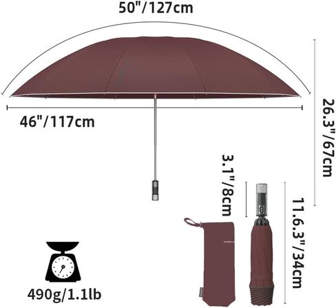 RUMBRELLA Inverted Folding Umbrella for Rain, 50 Inch Anti-UV Protection Automatic Car Travel Umbrella with Safety Reflective Strip in Saudi Arabia