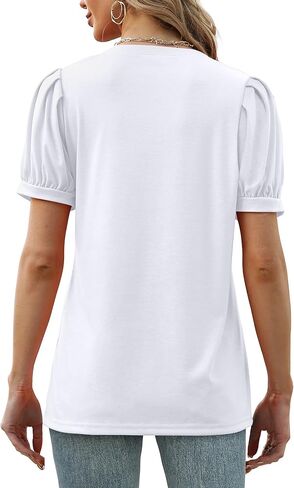 تي شيرت نسائي صيفي من Geifa بأكمام قصيرة ورقبة على شكل حرف V تي شيرت فضفاض كاجوال in Kuwait