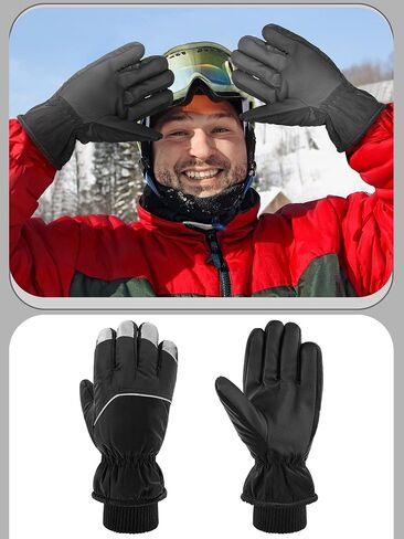 2 Pairs Winter Snow Gloves Windproof Skiing Gloves Mittens Warm Thermal Gloves Cold Weather Bike Gloves for Men Cycling Gloves for Running Driving Working Hiking in Saudi Arabia