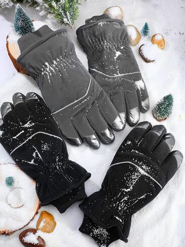 2 Pairs Winter Snow Gloves Windproof Skiing Gloves Mittens Warm Thermal Gloves Cold Weather Bike Gloves for Men Cycling Gloves for Running Driving Working Hiking in Saudi Arabia