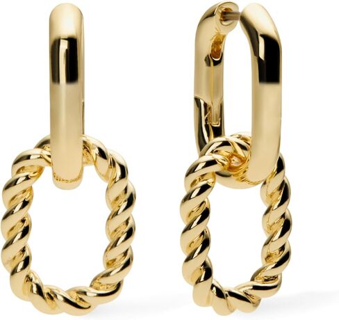 Ana Luisa | Double Hoop Earring - Ash Double | 14K Gold Plated Earrings & 2-in1 Unique Design | Hypoallergenic, Water-Resistant & Tarnish-Free Earrings | 14K Gold Earrings | Surgical Steel Posts in Saudi Arabia
