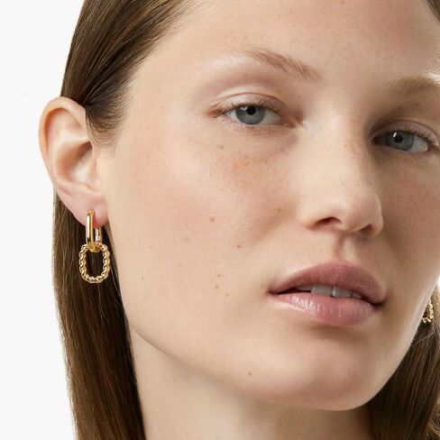 Ana Luisa | Double Hoop Earring - Ash Double | 14K Gold Plated Earrings & 2-in1 Unique Design | Hypoallergenic, Water-Resistant & Tarnish-Free Earrings | 14K Gold Earrings | Surgical Steel Posts in Saudi Arabia