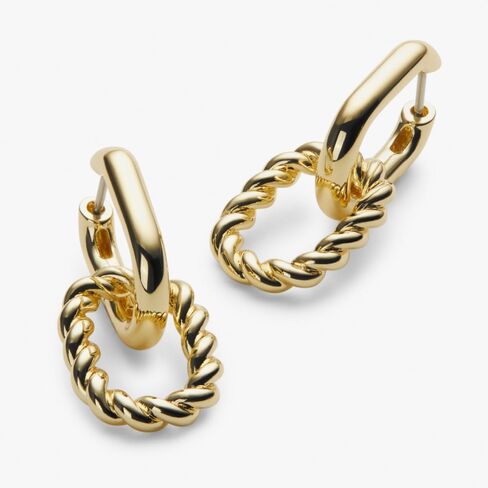 Ana Luisa | Double Hoop Earring - Ash Double | 14K Gold Plated Earrings & 2-in1 Unique Design | Hypoallergenic, Water-Resistant & Tarnish-Free Earrings | 14K Gold Earrings | Surgical Steel Posts in Saudi Arabia