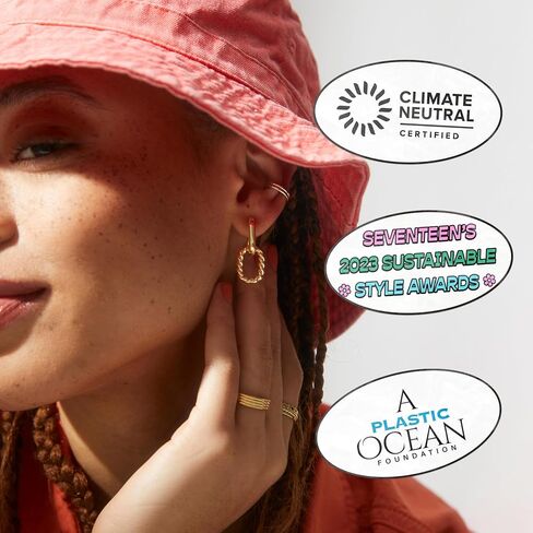 Ana Luisa | Double Hoop Earring - Ash Double | 14K Gold Plated Earrings & 2-in1 Unique Design | Hypoallergenic, Water-Resistant & Tarnish-Free Earrings | 14K Gold Earrings | Surgical Steel Posts in Saudi Arabia