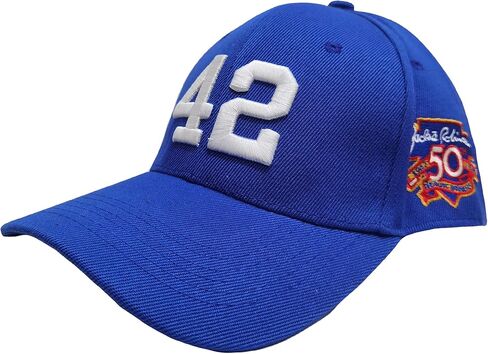 Kaleid 42# Robinson Baseball Caps for Men Adjustable Dad Hat with Day 50th Patch for Women Sports Outdoor Indoor Embroidered Blue, Blue, 7-7 5/8 in Kuwait