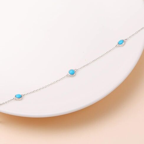 FLYOW S925 الفضة الاسترليني فراشة أنيقة / حجر القمر / الفيروز / دائرة قلادة قلادة قصيرة أنيقة الطبقات قلادة قلادة مجوهرات للنساء الفتيات in Kuwait