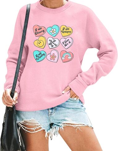 MAXIMGR المعلم عيد الحب البلوز النساء عيد الحب بلوزات المعلم قميص مضحك إيجابي القلب الحلوى البلوز الأعلى in Kuwait