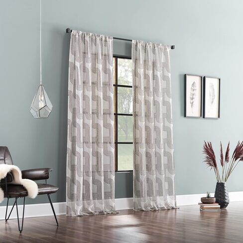 ستارة جيب من مزيج الكتان من Archaeo Art Deco Curves، مقاس 50 بوصة × 84 بوصة، بني البقان in Kuwait