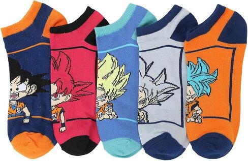 Bioworld Dragon Ball Super Goku Saiyan Transformations Adult 5-Pair Ankle Socks in Saudi Arabia