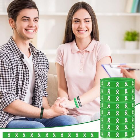 Sosation سوار للتوعية بالصحة العقلية، الإيمان، الشجاعة، الأمل، القوة، سوار معصم من السيليكون، أساور للتوعية الخضراء in Saudi Arabia