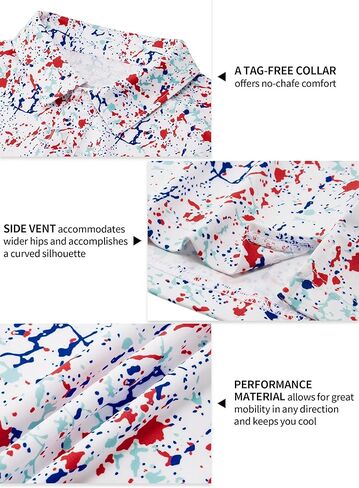 قمصان بولو للجولف للرجال ذات تصميم جاف وأكمام قصيرة ومطبوعة بياقة أداء in Kuwait