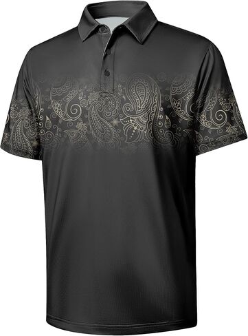 قمصان بولو بيزلي للرجال من TEREDIER كاجوال بأكمام قصيرة وطباعة قميص جولف بولو هاواي in Kuwait