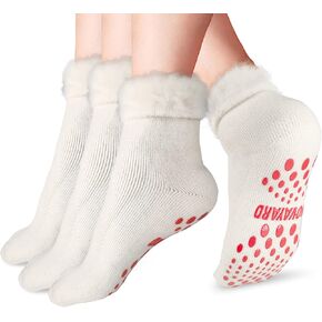 NOVAYARD 3 Pairs Non Slip Thermal Socks Hospital Slipper Socks Warm Grip Cozy Wool socks Women Men in Kuwait