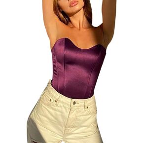المرأة الساتان رفع مشد بوستير مثير حمالة Underbust المحاصيل تانك الأعلى التفاف للحزب الهذيان كلوبوير