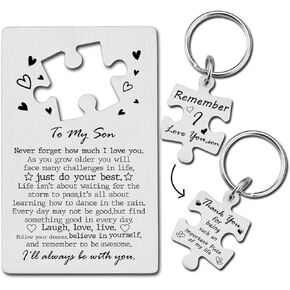 يودوكامب مجموعة بطاقات بتصميم محفظة محفورة بعبارة «to My Son» من امتي، بطاقة ادخال بطاقة التخرج والكريسماس والزفاف واعياد الميلاد، هدايا عاطفية للابن مع قطعة احجية لطيفة وسلسلة مفاتيح منقوشة PTK17 in Kuwait