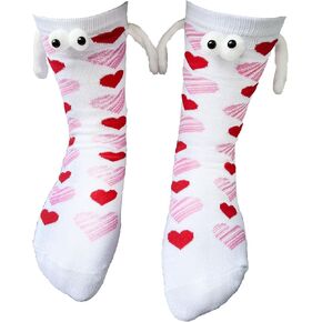 Pingyongchang Valentine's Day Socks for Women 3D Eyes and Magnetic Holding Hands Funny Novelty Love Heart Lips Socks in Saudi Arabia