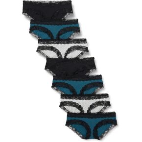 Iris & Lilly Women's Cotton and Lace Hipster Underwear, Pack of 7 in Kuwait