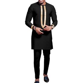 private afripride African Clothing for Men Full Sleeve Embroidery Shirts and Pants 2 Pieces Outfits Plus Size African Suit