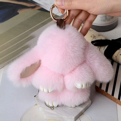 Unpafcxddyig Bunny Keychain Cute Rex Rabbit Fur Keychain Car Handbag Keyring in Saudi Arabia