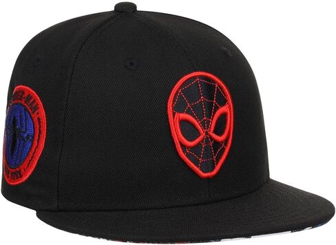 Marvel Spiderman Youth Logo Elements Comic UV Adjustable Snapback Flat Bill Cap blk, Black, One Size in Saudi Arabia