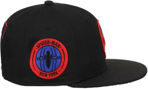 Marvel Spiderman Youth Logo Elements Comic UV Adjustable Snapback Flat Bill Cap blk, Black, One Size in Saudi Arabia