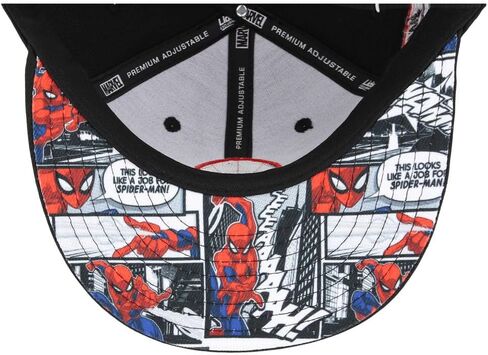 Marvel Spiderman Youth Logo Elements Comic UV Adjustable Snapback Flat Bill Cap blk, Black, One Size in Saudi Arabia