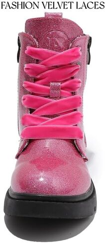 kkdom Boys Girls Glitter Ankle Boots Lace Up Side Zipper Combat Boots(Toddler/Little Kid/Big Kid) in Saudi Arabia