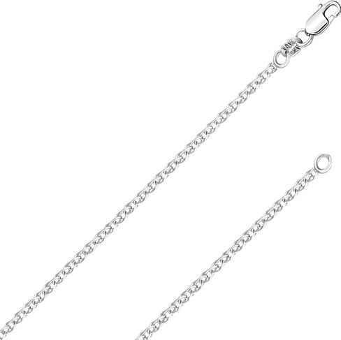 Italian Fashions REAL 14K Solid Gold Italian White Gold 1.5mm Flat Open wheat Link Chain Necklace 14 Karat with Lobster Claw Clasp Include Gift Pouch with Order (1.5 MM 18 Inches14K White Gold ITALY) in Saudi Arabia