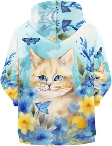 سترة بقلنسوة بطبعة زهور وحيوانات من Parprinty للفتيات كاجوال ناعمة وجذابة بغطاء للرأس مع جيوب بغطاء للرأس in Kuwait