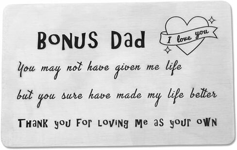 Bonus Dad Gifts from Daughter Son Stepfather Step Dad Birthday Gift from Daughter Metal Wallet Card Christmas Gifts for Stepdad Thank You for Loving Me as Your Own Gifts in Saudi Arabia