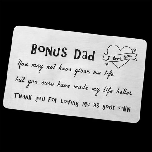 Bonus Dad Gifts from Daughter Son Stepfather Step Dad Birthday Gift from Daughter Metal Wallet Card Christmas Gifts for Stepdad Thank You for Loving Me as Your Own Gifts in Saudi Arabia