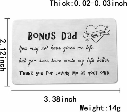 Bonus Dad Gifts from Daughter Son Stepfather Step Dad Birthday Gift from Daughter Metal Wallet Card Christmas Gifts for Stepdad Thank You for Loving Me as Your Own Gifts in Saudi Arabia