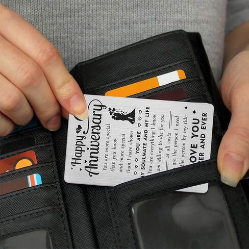 Gezxin Happy 6th Anniversary Card for Him Her- 6 Year Yr Wedding Anniversary Card Gifts Ideas for Women Men Boyfriend Girlfriend- Sixth Six Anniversary Engraved Iron Wallet Card Presents in Kuwait