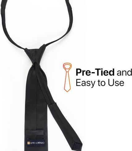 Umo Lorenzo Mens Zipper Tie - Solid Color Black Red and Navy Zipper Tie in Kuwait