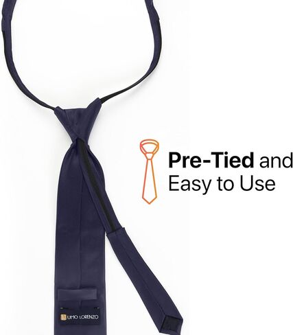 Umo Lorenzo Mens Zipper Tie - Solid Color Black Red and Navy Zipper Tie in Saudi Arabia