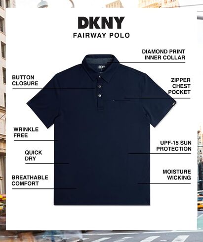 قمصان الجولف الرجالية من DKNY - قمصان بولو جولف قصيرة الأكمام سريعة الجفاف للرجال | قمصان بولو جولف رياضية للرجال - بولو الأداء in Saudi Arabia