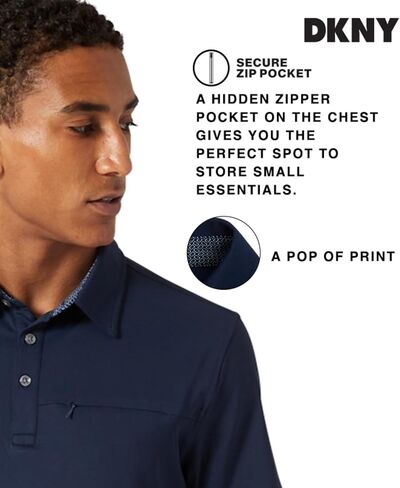 قمصان الجولف الرجالية من DKNY - قمصان بولو جولف قصيرة الأكمام سريعة الجفاف للرجال | قمصان بولو جولف رياضية للرجال - بولو الأداء in Saudi Arabia
