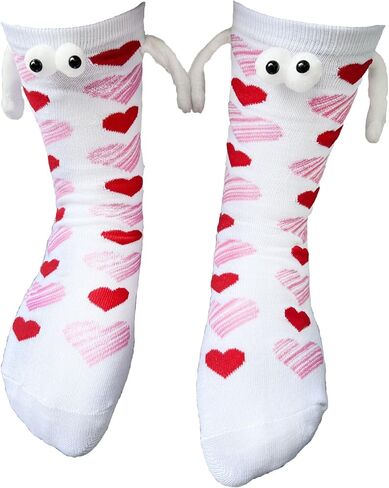 Pingyongchang Valentine's Day Socks for Women 3D Eyes and Magnetic Holding Hands Funny Novelty Love Heart Lips Socks in Saudi Arabia