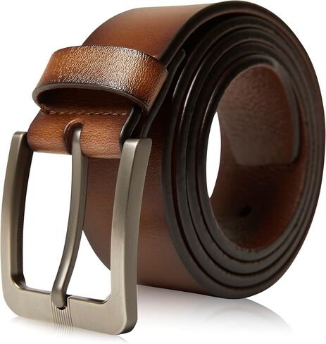 Genuine Leather Dress Belt For Men - Mens Belts For Suits, Jeans, Uniform With Single Prong Buckle - Designed in the USA in Saudi Arabia