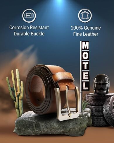 Genuine Leather Dress Belt For Men - Mens Belts For Suits, Jeans, Uniform With Single Prong Buckle - Designed in the USA in Saudi Arabia
