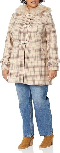 City Chic Women's Apparel Womens Avenue Plus Size Coat Wonder Check Coat in Saudi Arabia