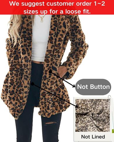 CORIRESHA Women's Leopard Print Faux Fur Coat Lapel Casual fuzzy Autumn Winter Coat in Saudi Arabia