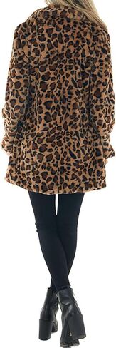 CORIRESHA Women's Leopard Print Faux Fur Coat Lapel Casual fuzzy Autumn Winter Coat in Saudi Arabia