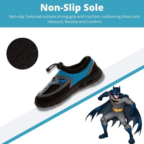 Josmo Boy's Batman Water Shoes-Aqua Socks for Kids-Sandals Waterproof Sport Summer Slip-on Character Superhero Comics Outdoor Beach Pool Slides Swim Slippers in Saudi Arabia