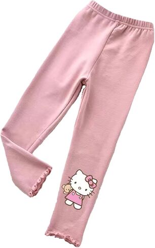 بنطال ضيق للفتيات Hello Kitty Kid Pants الخريف والخريف ناعم للأطفال الصغار رياضي غير رسمي على شكل زهرة 2-9 سنوات in Kuwait