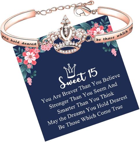 LQRI Sweet 15 Gifts Girls Sweet 15 Jewelry Quinceanera Gift Princess Crown Bracelet Quince Jewelry 15th Birthday Gift (silver) in Saudi Arabia
