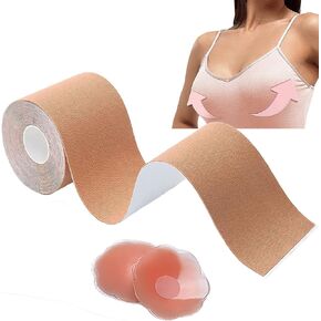 Aqueliz Breast Lift Tape, Body Tape for Small and Big Boob with 2 Silicone Nipple Covers, Invisible Fashion Boob Tape, Waterproof, Sweat Proof and Breathable, Skin-Friendly Bra Alternative in Kuwait