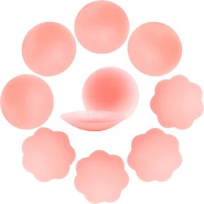Nunibum 5 Pairs Nipple Covers - Invisible Reusable Nipple Pasties for Women, Sticky Adhesive Breast Petals Ultra-thin