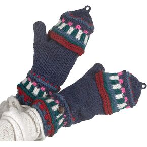 Tribe Azure Fair Trade Gloves Winter Women Warm, Wool Mittens Womens, Convertible mitten, Cable Knit Womens Mittens Fleece in Kuwait